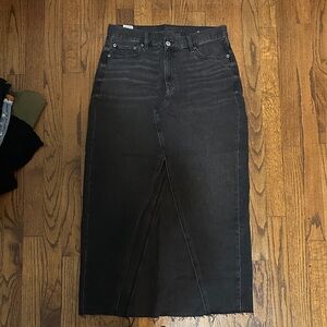 Black High-Waist Denim Maxi Skirt